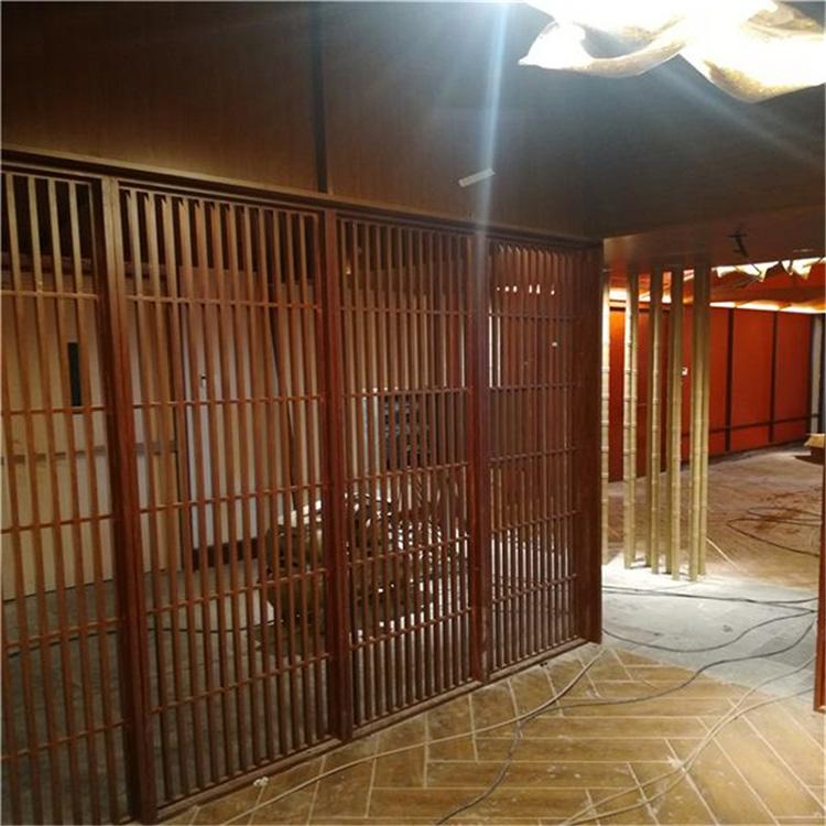 仿古木纹铝窗花屏风厂家直销街道改工程焊接中式铝窗花氟碳漆幕墙