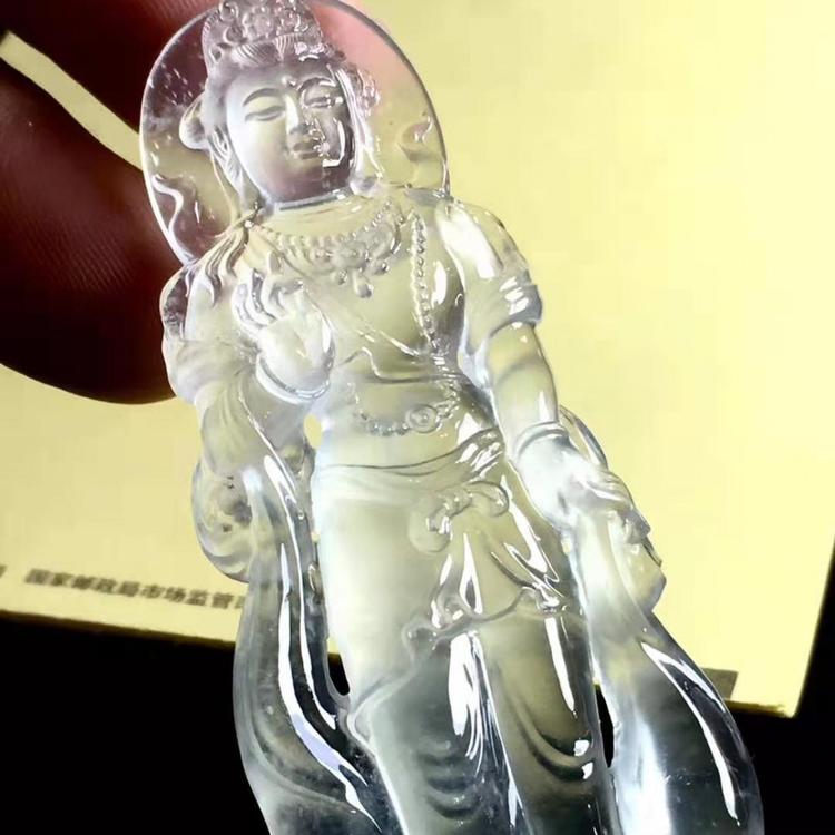 玻璃种吊坠  玻璃种A货观音  鉴定翡翠  玻璃种翡翠