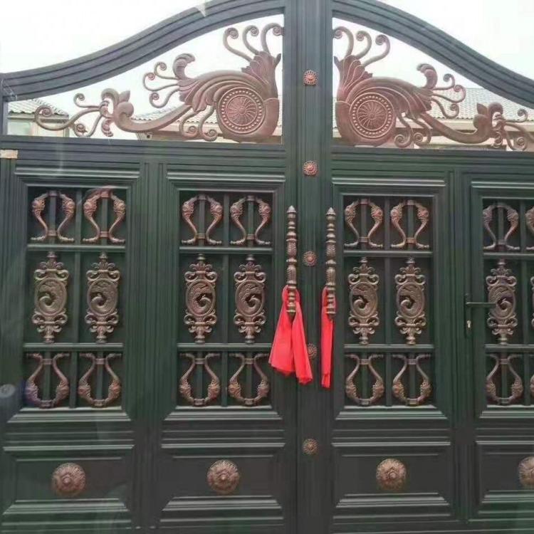 专业制作铝艺大门_豪华庭院铝艺电动门_推拉别墅大门_围墙大门_定制门_铝艺遥控门