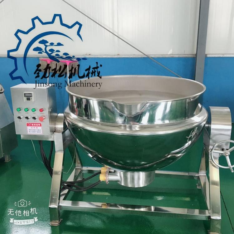 药材煮锅 不锈钢肉块卤煮夹层锅 100L液化气半自动炒菜锅 价格