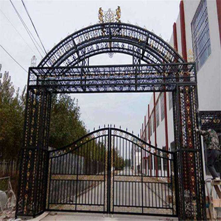 铁艺凯旋门_工厂小区铁艺大门_铸铁大门_村庄大门_大拱门定做