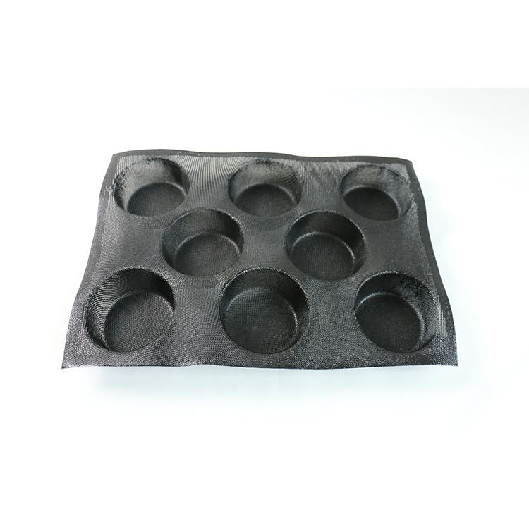 工厂直销 FDA LFGB 标准赛百味食品级硅胶玻纤蛋糕模具 马芬杯硅胶透气模 镂空面包模具