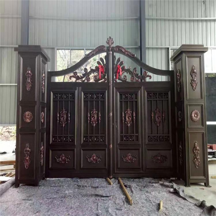 铝艺大门_庭院加工定做全铝金属双开大门_铝合金别墅大门定制