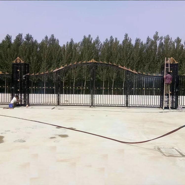 欧式铁艺大门    烨宇工程铁艺门   学校铁艺大门生产批发