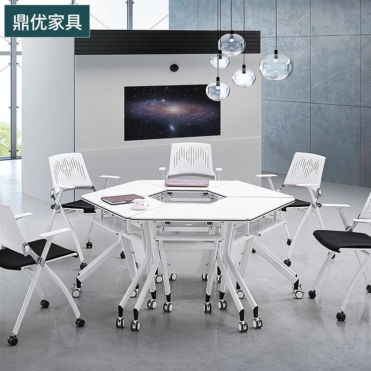 广东录播室桌椅鼎优双层折叠培训桌接待洽谈桌定制