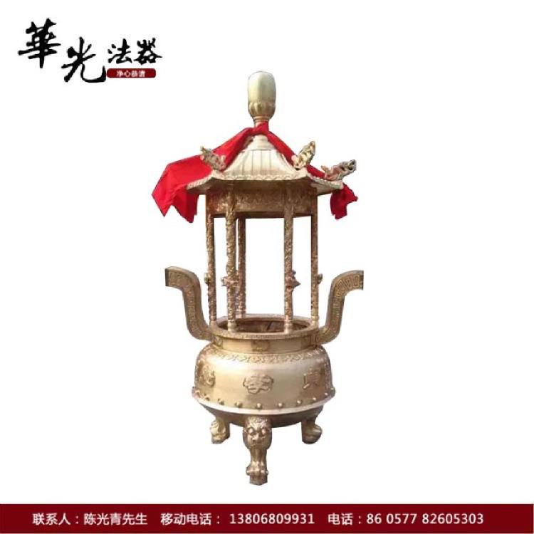 供应黄铜圆形六龙柱香炉 公墓陵园香炉 道观祖师烧纸铸造佛教香炉