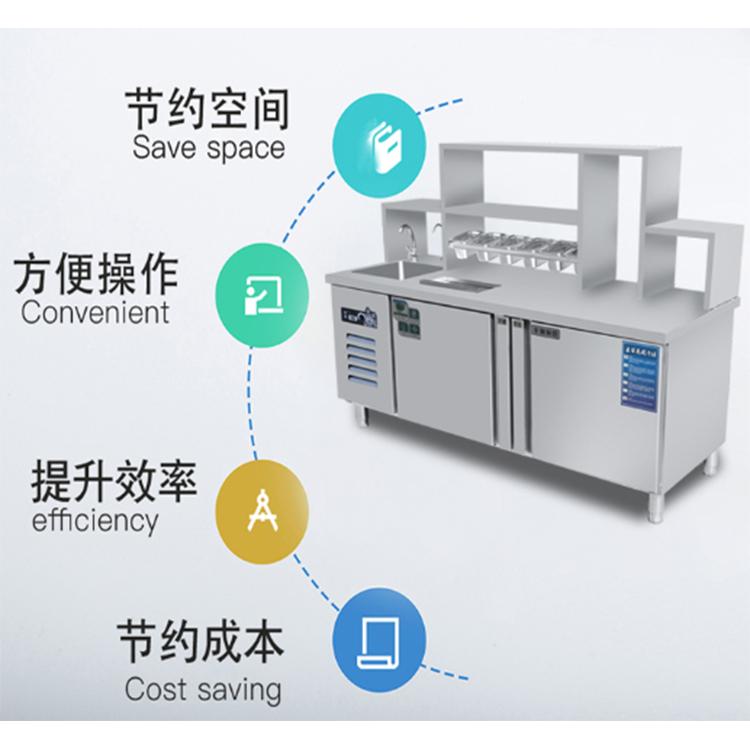 冷藏操作台 厂家定制各种型号奶茶店冷藏柜 水吧台
