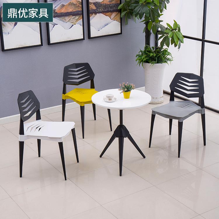 北欧休闲小圆桌咖啡台一桌四椅组合 奶茶店接待小户型会客洽谈办公桌椅厂家直销