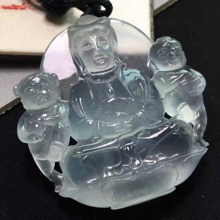 翡翠吊坠 翡翠一手货源 高冰吊坠 玻璃种吊坠 满绿吊坠 高冰观音送子