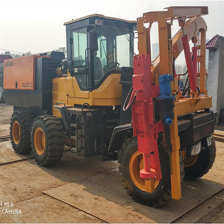 久胜机械JS1255 全液压轮式公路护栏打桩机 高速公路护栏打桩机 打拔钻一体936装载机式护栏打桩机