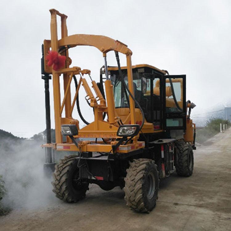 久胜机械JS1256 公路护栏小四轮打桩机 小型装载式混凝土护栏打桩机 液压打拔一体机