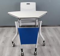 多功能折叠会议桌扇形培训桌 山东智慧教室移动课桌椅生产厂家