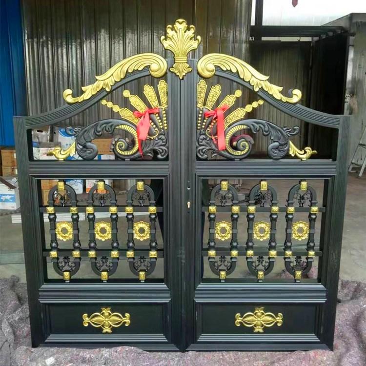 定制铝大门 铝合金庭院别墅门 农家铁艺门 欧式小区双开电动推拉门