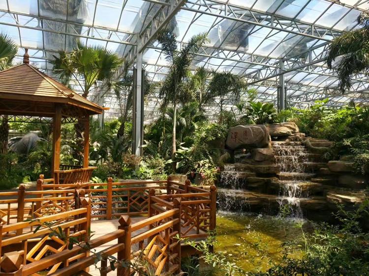 景观温室大棚展厅 生态温室大棚餐厅 假山花园温室 温室大棚景观