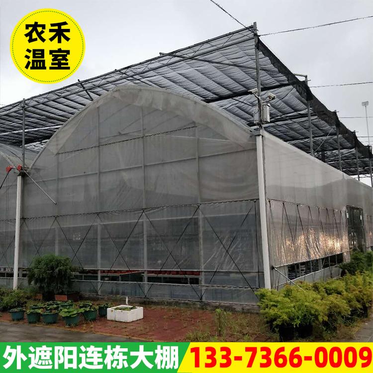 薄膜连栋大棚骨架钢架 外遮阳温室连栋大棚造价 温室大棚材料 批发价