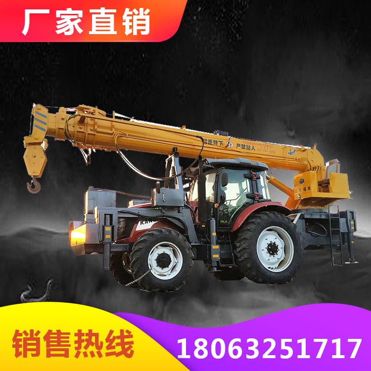农用四驱拖拉机改装6吨8吨12吨吊车 电力工程电线杆钻孔立杆8-12吨吊车