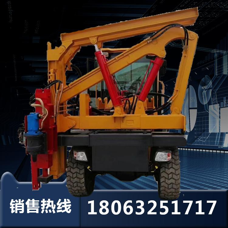 全新护栏打桩机 高速公路防撞栏打桩设备 小型家用护栏木桩压桩机