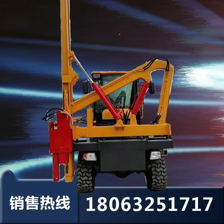 高速公路波形防护栏打桩机 钻孔一体铲车装载机 液压地基建筑工程