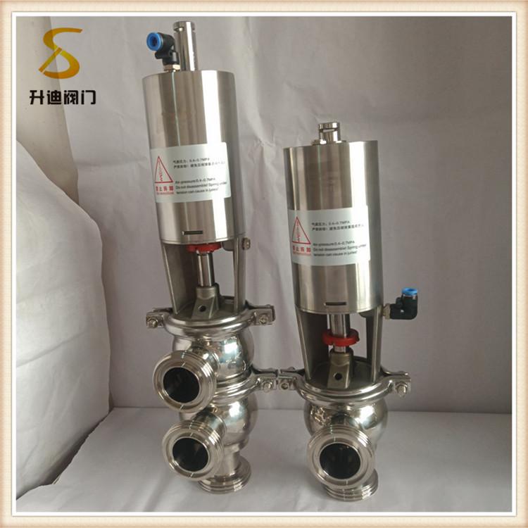升迪不锈钢圆螺纹气动F型卫生级换向阀