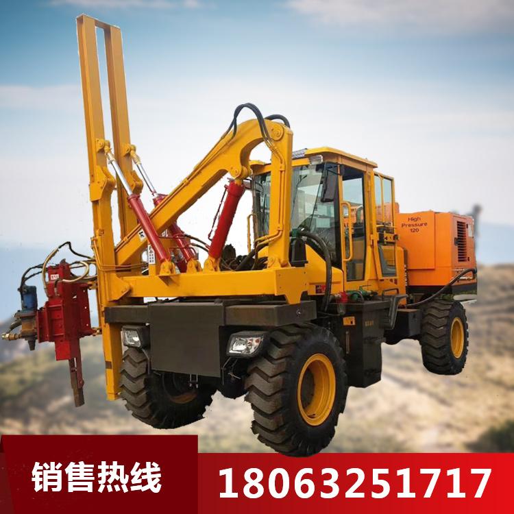 生产轮式柴油机载式光伏护栏立桩打桩机 地基轮式机载式打桩机
