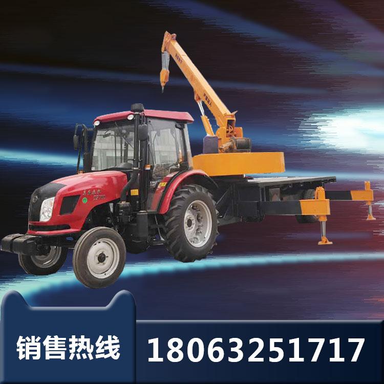 建筑工地拖拉机牵引平板随车吊 钢筋运输用拖拉机平板吊 农用吊水泥电线杆专用拖拉机平板吊