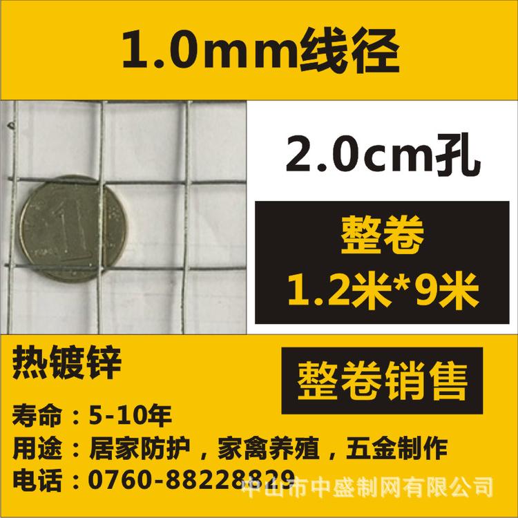 热镀锌电焊网20mm孔100#1.2m多种规格方孔网焊接丝网碰焊网