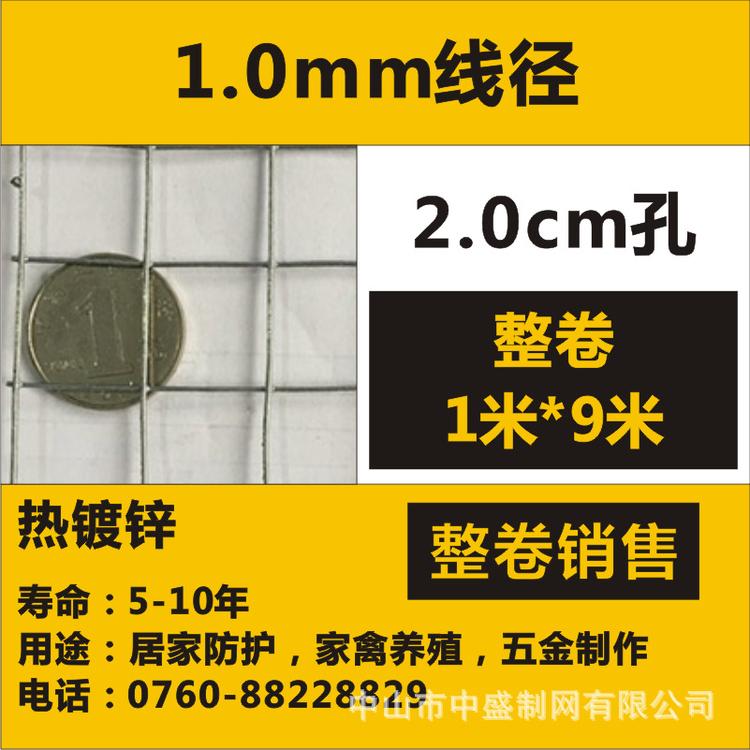 热镀锌电焊网20mm孔100#1m多种规格方孔网焊接丝网碰焊网