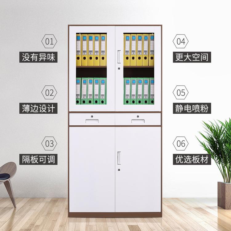 办公室文件柜铁皮柜资料柜档案柜财务凭证柜玻璃书柜带锁储物柜子