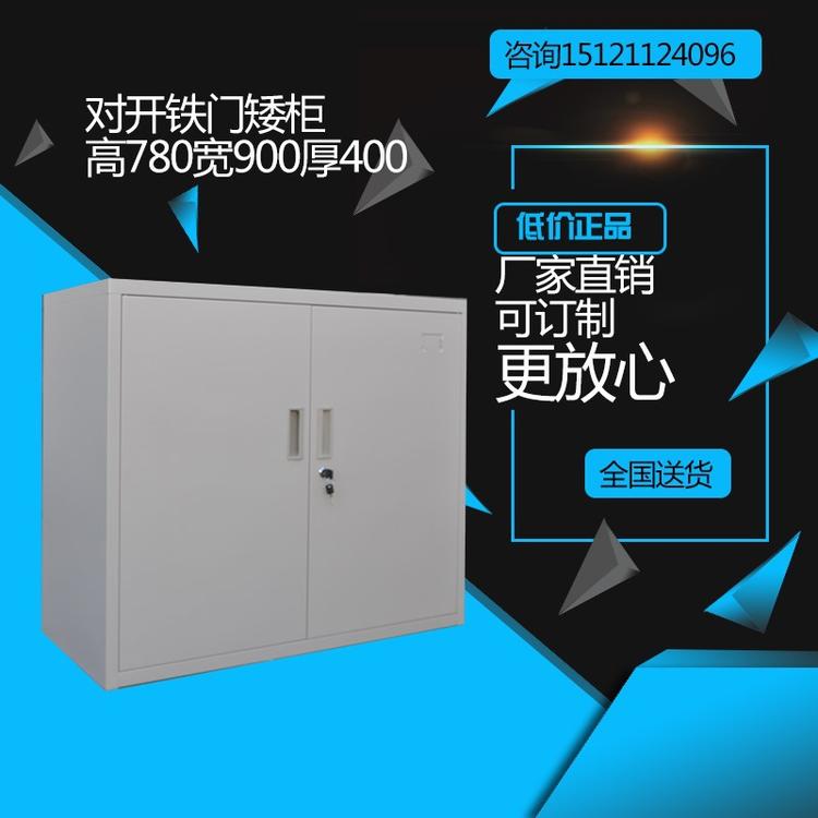 钢制对开门文件矮柜储物资料铁皮柜置物橱柜铁柜带锁斗柜档案铁柜