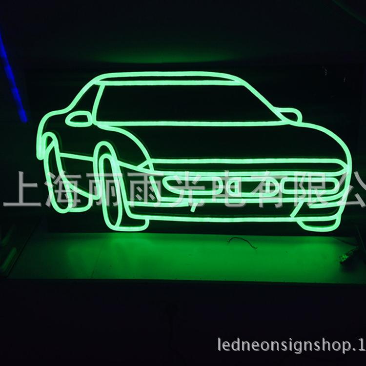 直插式LED柔性霓虹灯广告牌 来图订制 炫酷发光车霓虹牌