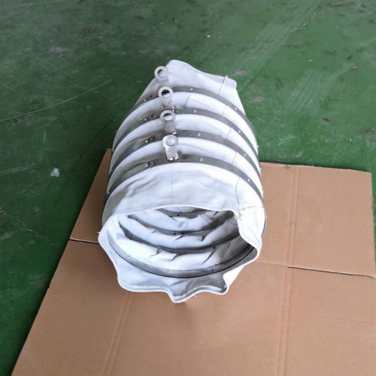混凝土输送袋软连接 绿色/白色帆布伸缩管 钢带吊环软连接