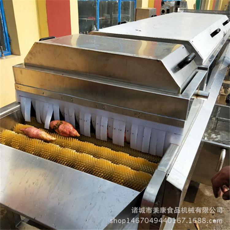 苹果软毛刷清洗机 平行滚动式清洗机 喷淋毛刷清洗机
