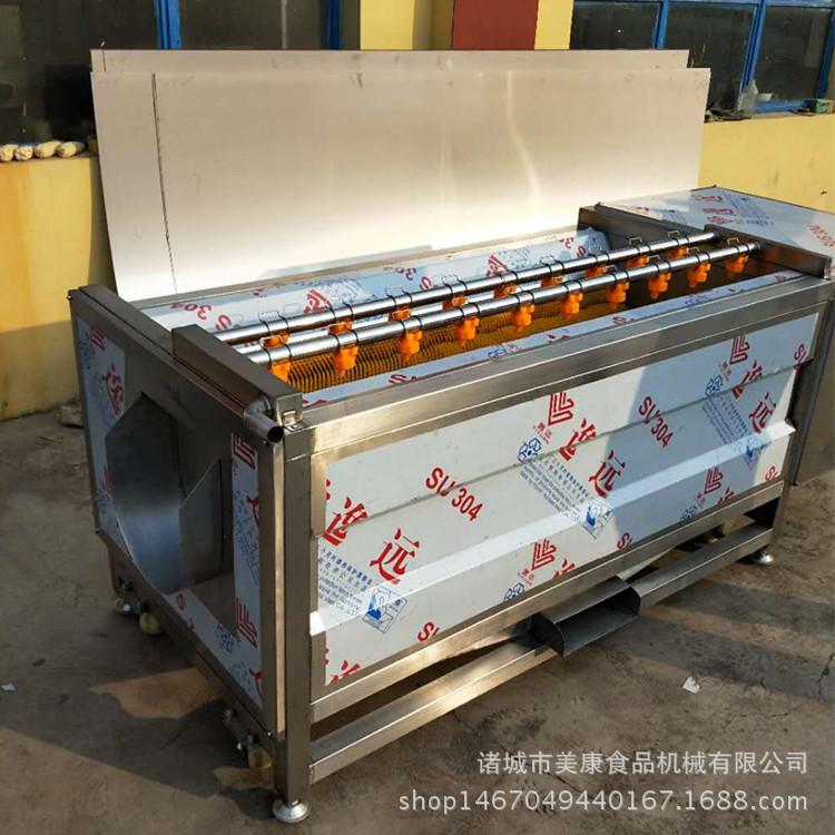 热销毛刷式海鲜清洗机 贝类海鲜毛辊清洗机 毛刷辊清洗机