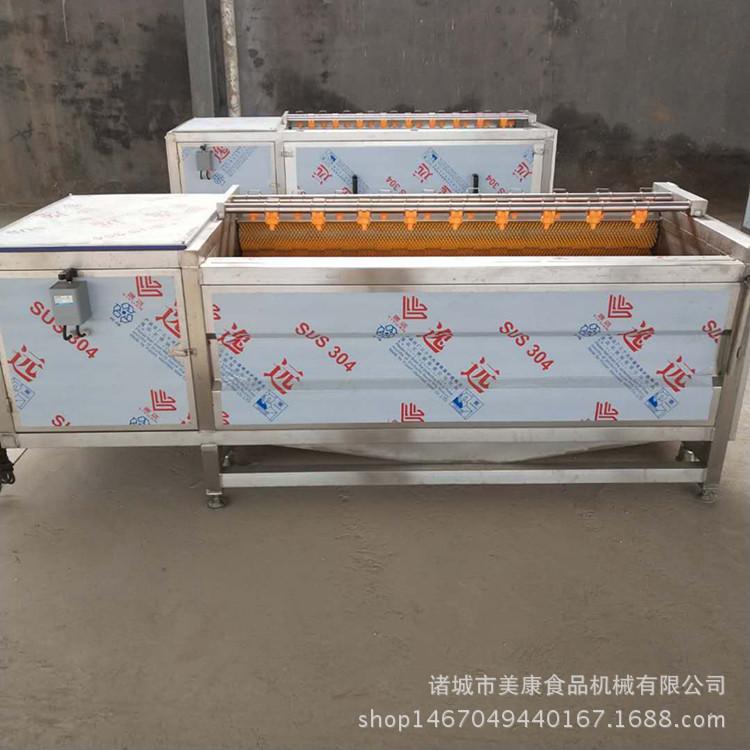 供应鲜萝卜清洗机 毛刷式萝卜清洗设备 不锈钢毛刷辊清洗机