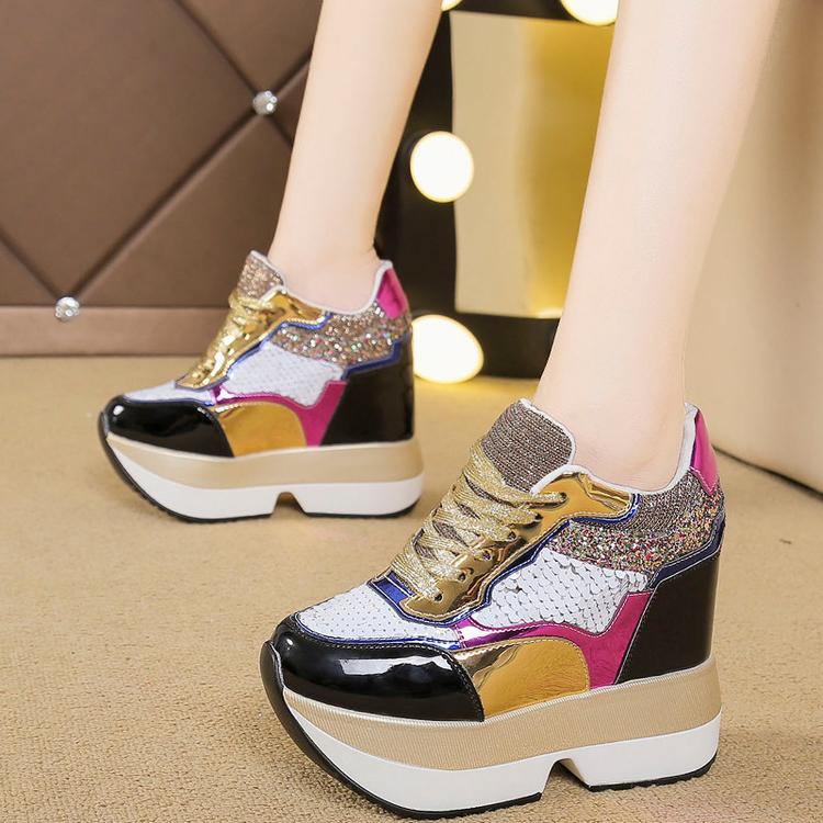 女鞋2020秋季韩版百搭松糕鞋高跟休闲鞋运动内增高老爹鞋