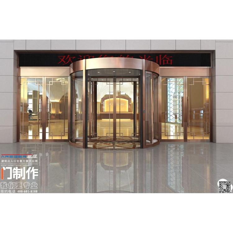 西安亚格不锈钢玻璃材质自动门加工 旋转门施工