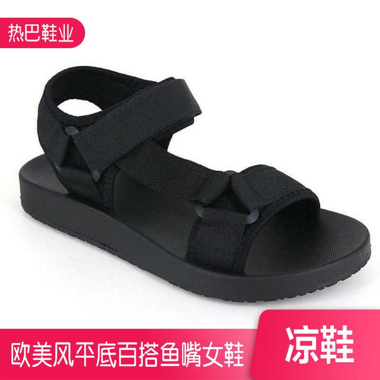 浙江厂家批发亚马逊欧美风外贸休闲凉鞋夏季平底百搭鱼嘴女鞋