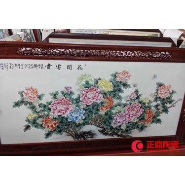 手绘花开富贵瓷板画厂家
