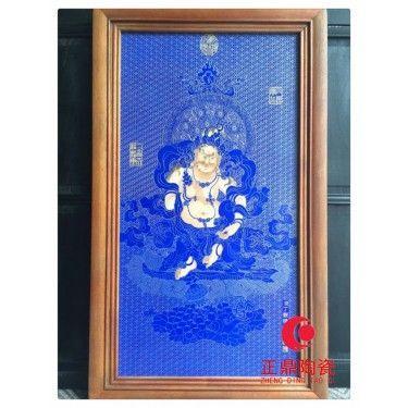 手绘佛像瓷板画 手绘青花瓷板画