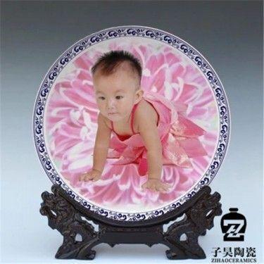 艺术照陶瓷盘订制 合影礼品纪念盘 定做礼品陶瓷