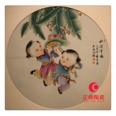 家庭摆盘瓷板画 背景墙瓷板画 定做瓷板画