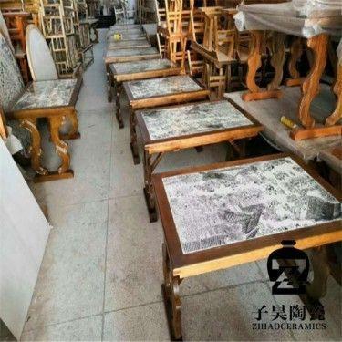 景德镇订制镶嵌陶瓷桌子 餐厅陶瓷桌子 青花陶瓷桌子