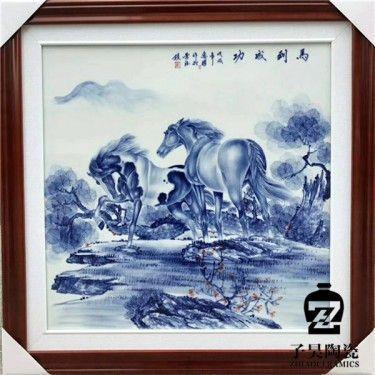 景德镇个性瓷板画 家庭装饰摆件 山水花鸟摆件