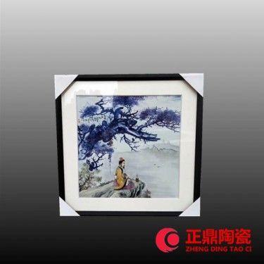 山水背景墙瓷板画 人物形态瓷板画 瓷板画定做