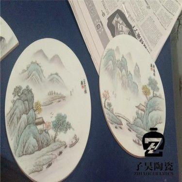 景德镇手绘瓷板画 家居茶楼装饰瓷板画 中式仿古瓷板画