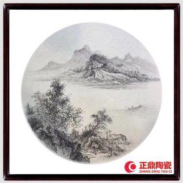 背景墙瓷板画 山水瓷板画定做 正方形瓷板画