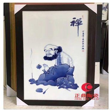 陶瓷佛像瓷板画  门神瓷板画定做 青花瓷板画