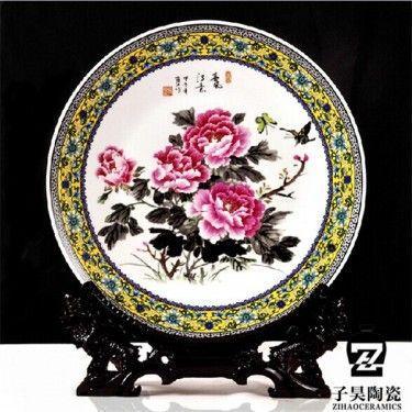 陶瓷赏盘定做 logo图案纪念盘定制 手绘纪念盘定做