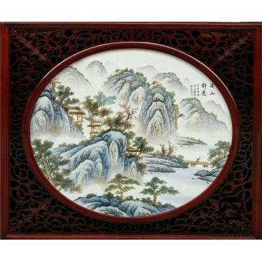 瓷板画照片 瓷板画礼品 山水瓷板画定做