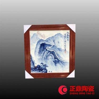 山树青花瓷板画 背景瓷板画定做 人物瓷板画